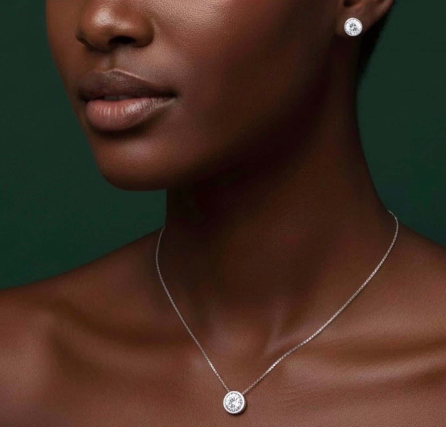 Collier & Boucles Éclat Intemporel – Argent Blanc