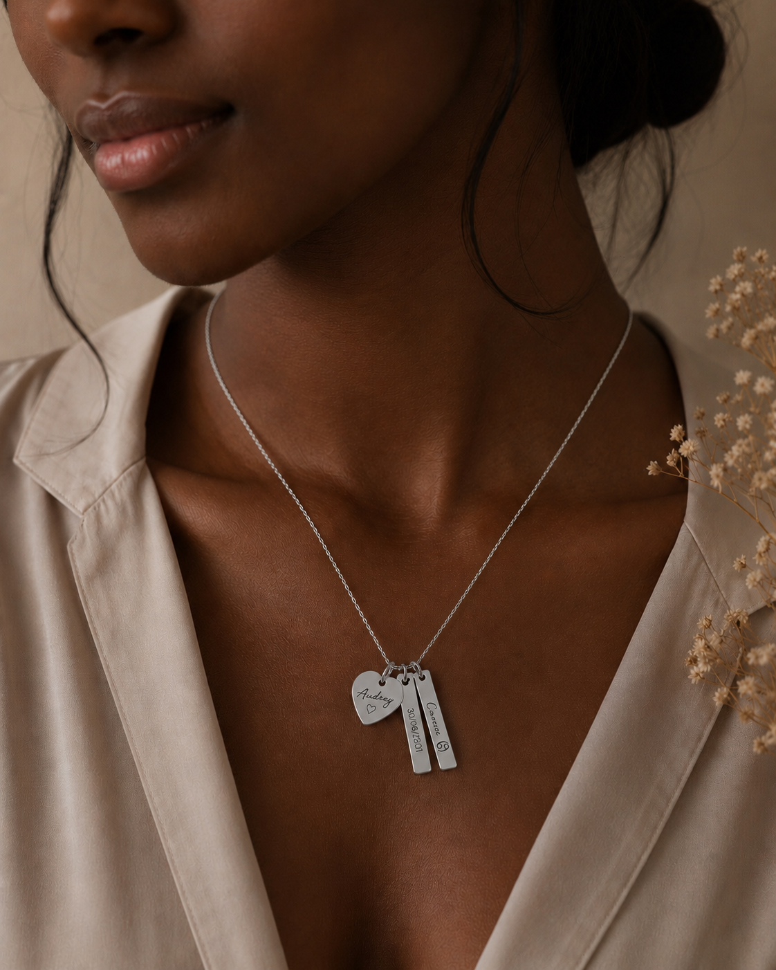 Collier Personnalisé 3 Pendentifs