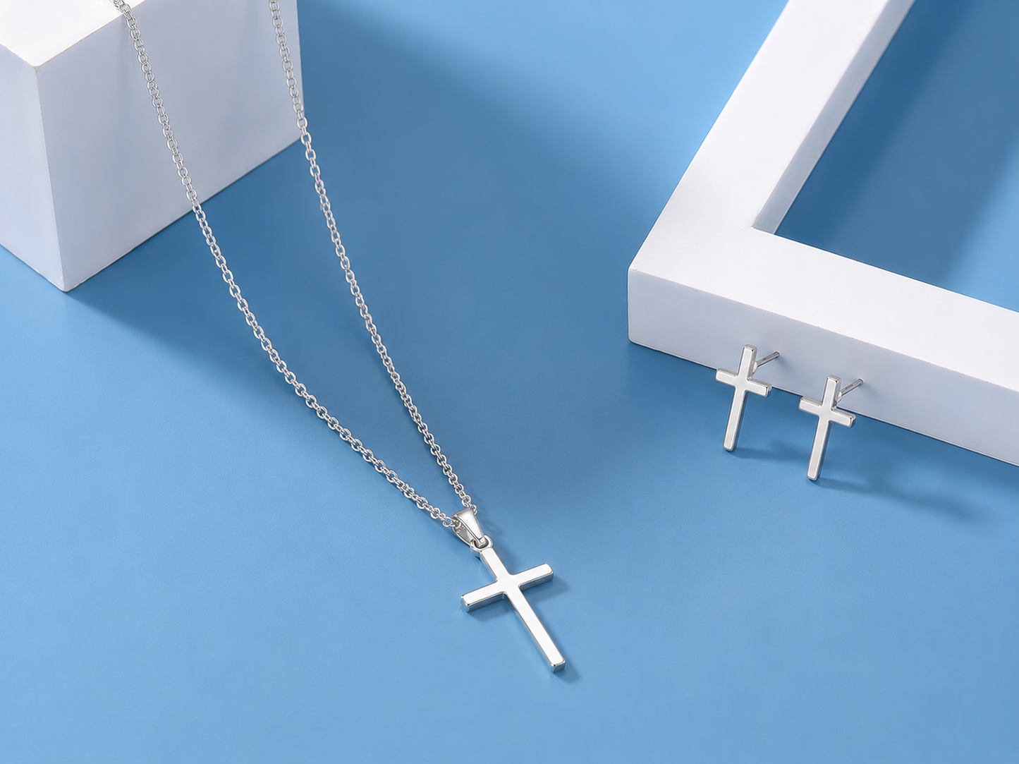 ✝️ Ensemble Croix Argent Blanc
