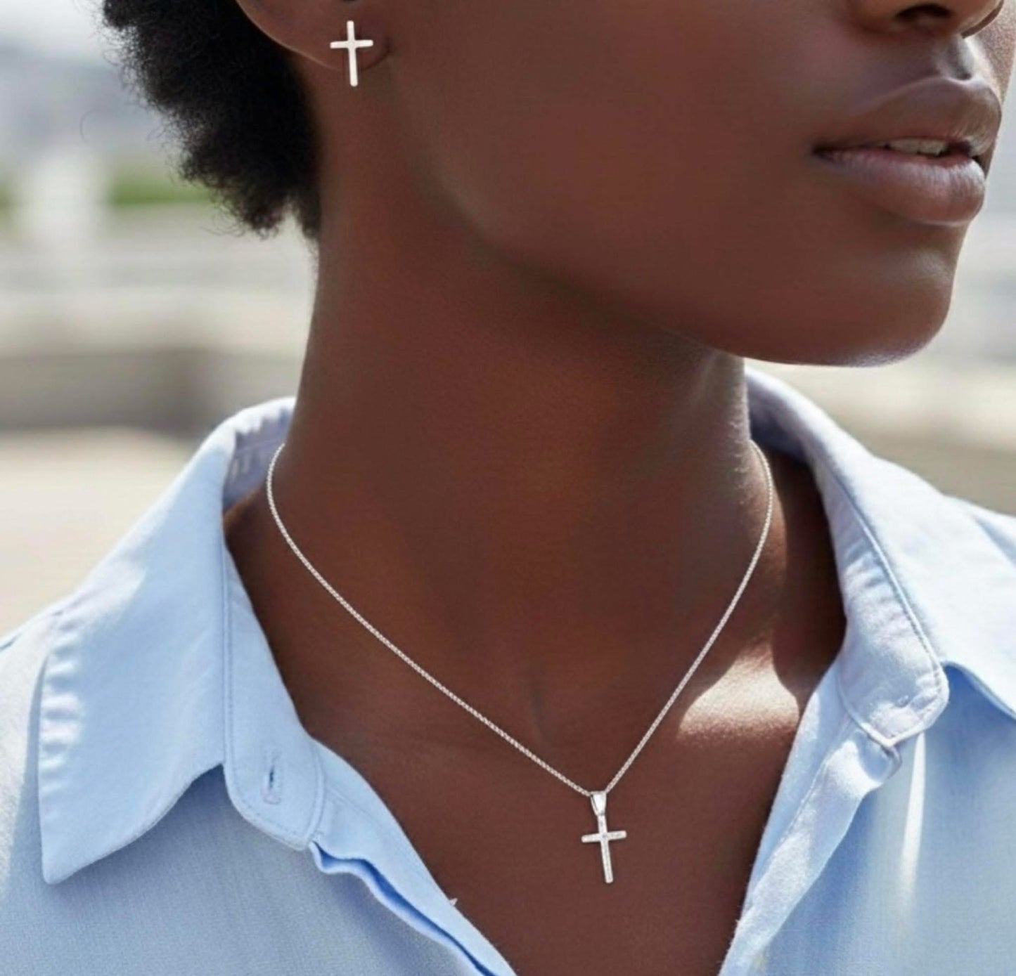 ✝️ Ensemble Croix Argent Blanc