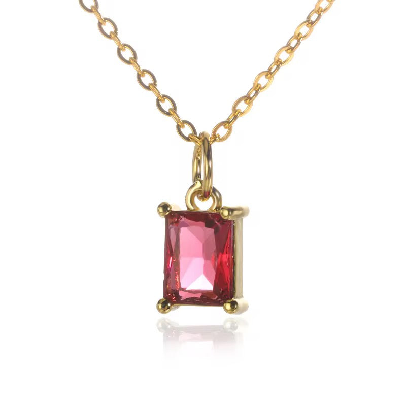 Collier Élégance Gemme – Acier Inoxydable Doré