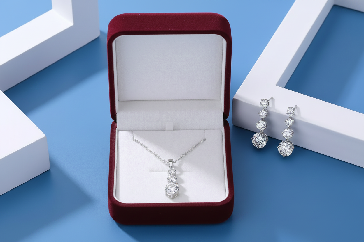 Ensemble Élégance Cristal – Argent Blanc